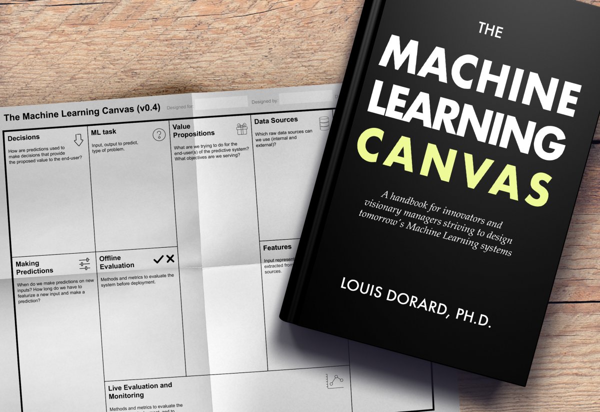 louisdorard's tweet photo. Just released the 1st draft of my new book on the #MachineLearning Canvas! 🎉 It summarizes 100s of hours of research and years of experience to help you save time &amp; money in your #ML #DeepLearning #AI #DataScience projects.

More info &amp; free download via https://t.co/XWDUh7wyNr! https://t.co/DNGLglfgMa