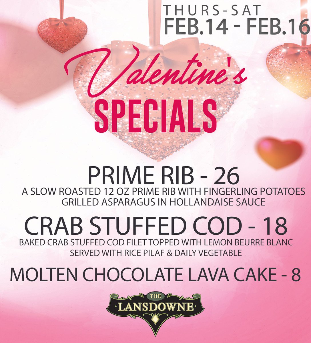 ♥💘😍🥰 When love is in the air, why not eat something you'll love too? Stop in later this week for one of our Valentine's specials.  #LansdowneMohegan #MoheganSun