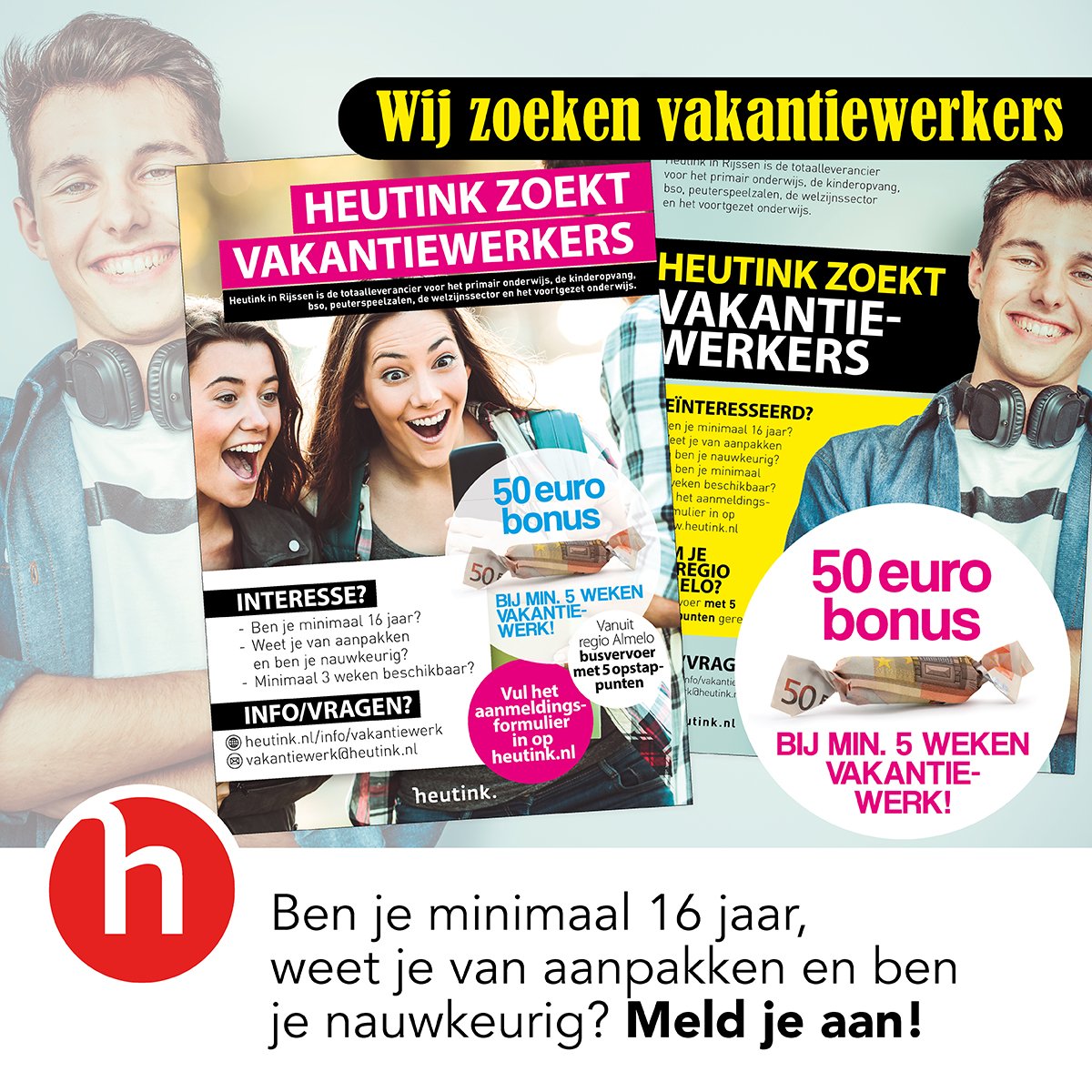 Vakantiemedewerkers gezocht! Voor de komende zomermaanden (juni tot en met augustus 2019) zoeken wij vakantiemedewerkers (minimaal 3 weken beschikbaar, 16 jaar of ouder) die bij ons in het magazijn willen werken. Ben/ken jij diegene? Solliciteren kan hier: heutink.nl/info/vakantiew…