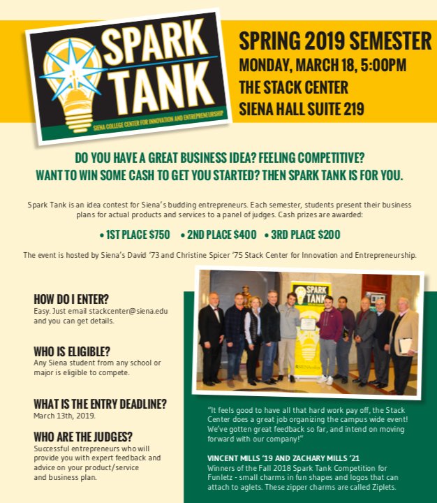 Submit your business idea to the Stack Center in our upcoming event Spark Tank for a chance to win some money!