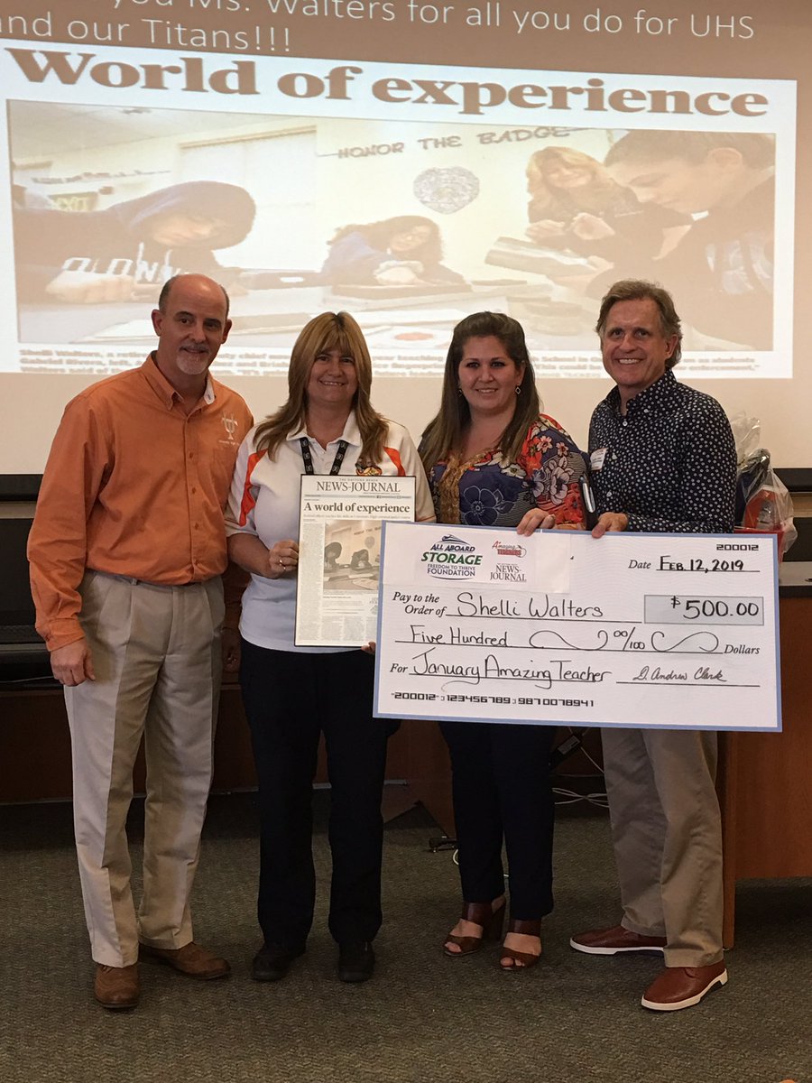 UHSTitans411's tweet photo. Continuing with the special recognitions Officer Walters was recognized by the #DBNJ for her hard work and dedication to our students. Thank you @dbnewsjournal and All Aboard Storage. #uhstitans #greatteachers https://t.co/sOwPb1TKxP