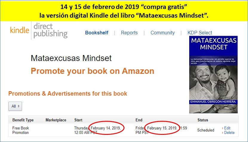 mataexcusas's tweet photo. Ya está lista la última  #compragratis en @AmazonKindle @KindleMexico del libro  #mataexcusasmindset para el 14 y 15 de febrero. #MuyAgradecido  @GobiernoMX @Taibo2 @lopezobrador_ @BeatrizGMuller @tatclouthier @emoctezumab @CONALEP_Mex https://t.co/cukmhweJke @eohconalepmx https://t.co/2QB7O0epcX