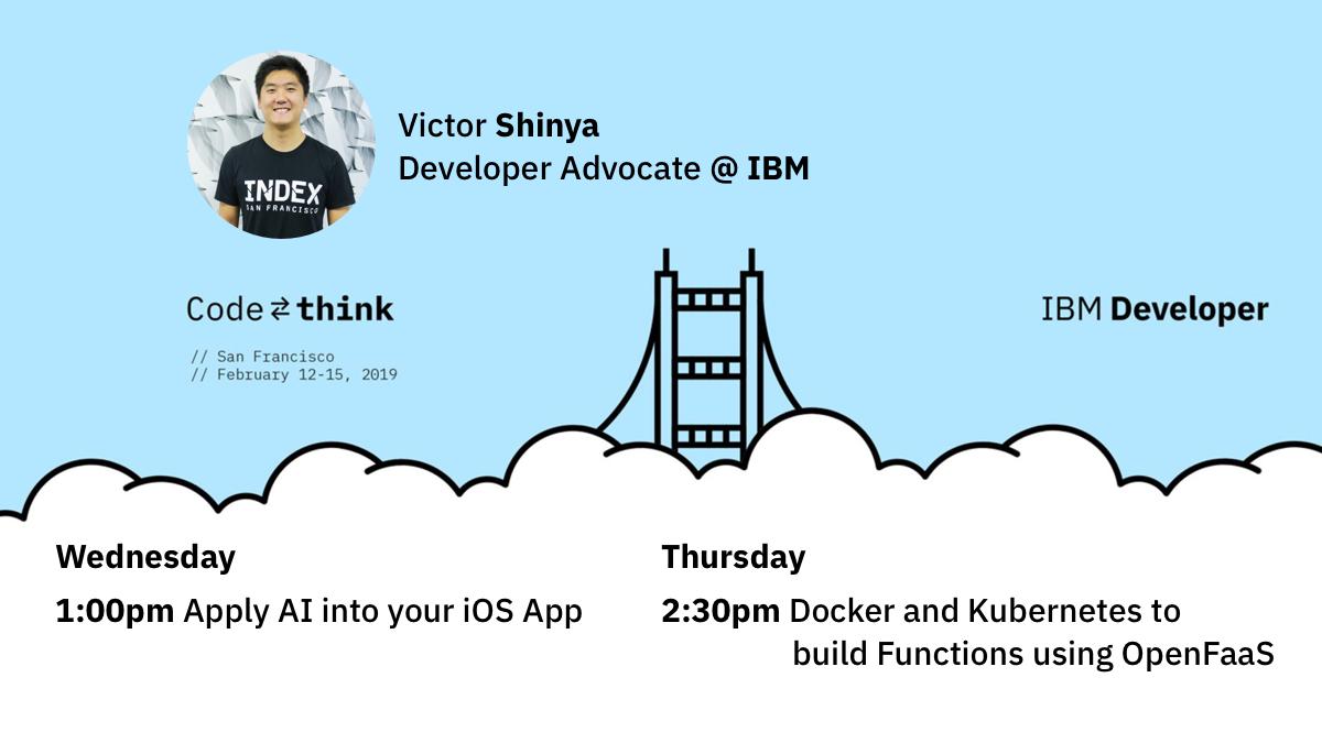 victorshinya's tweet image. Essa semana estou em San Francisco para participar do evento anual da IBM #THINK 2019 e para ministrar duas palestras online da #IBMDeveloper. Quem estiver em #SF, estarei no Tabletop Tap House, no #CodeCafe. 

#GoDevs #DeveloperAdvocate