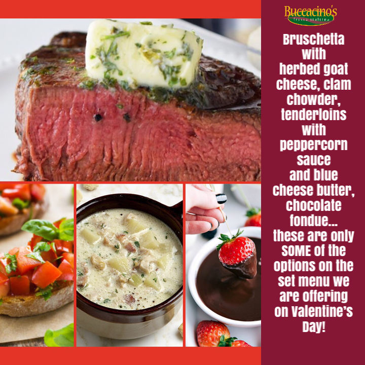 BuccacinosWpg's tweet photo. We still have room for Valentine’s Day! Reserve soon!  Regular menu also available. Check out the set menu:  https://t.co/efys3Y3FSA #buccacinos #freshnevergetsold #valentines-day https://t.co/9z68toi2wy