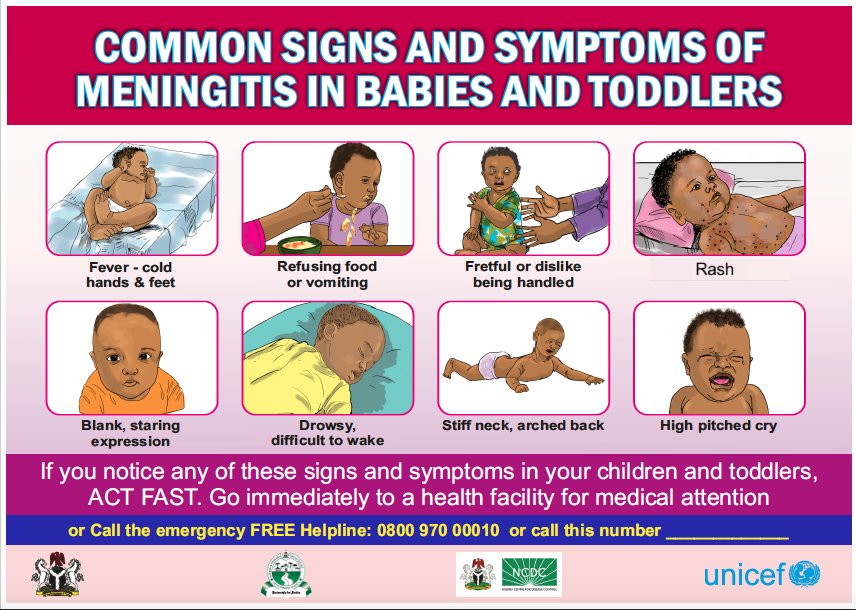 NCDCgov's tweet photo. #Meningitis is a deadly disease, but it is preventable and treatable. Maintain good hygiene. Act fast by reporting to the nearest health facility if you notice any symptom of #Meningitis. https://t.co/DLb6utRfQN