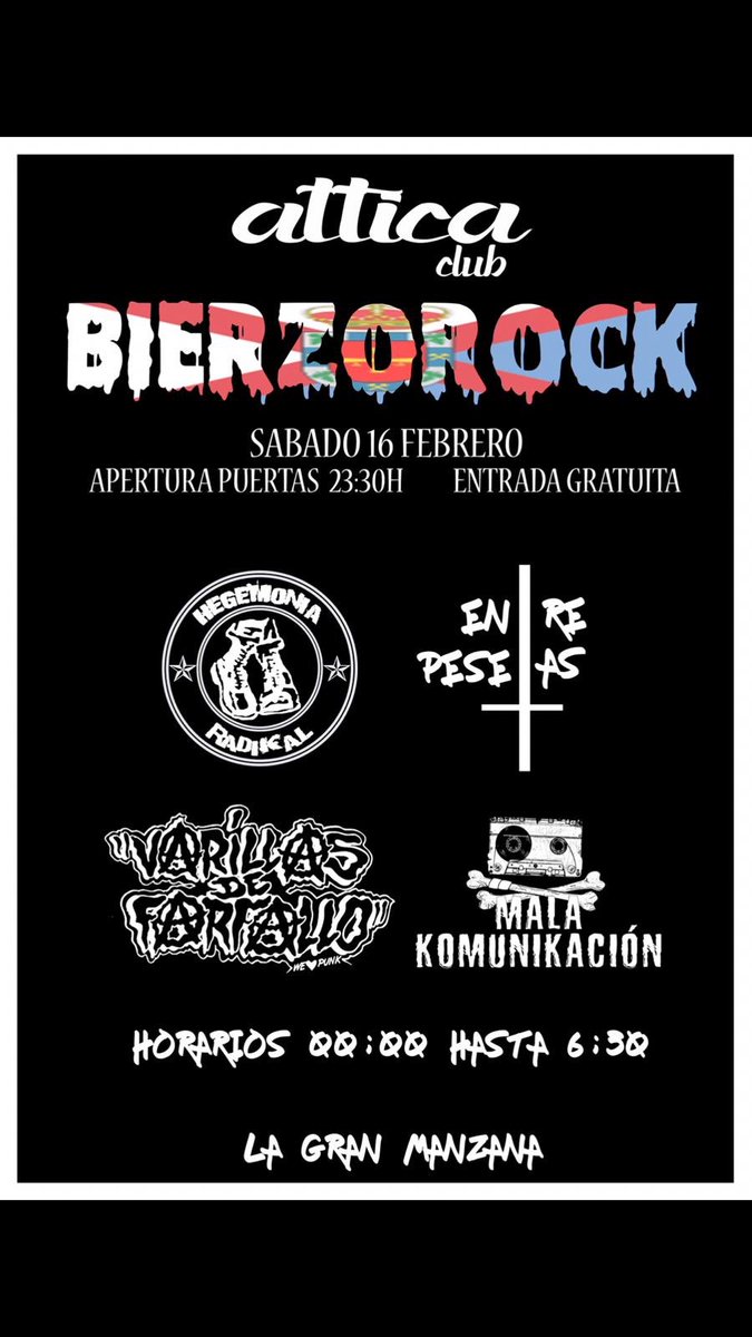 Buenas tardes peña!! Para que lo que queda de semana se haga más ameno, este sábado os esperamos a todos en el Attica a partir de las 11.30 dando un poco de caña!!