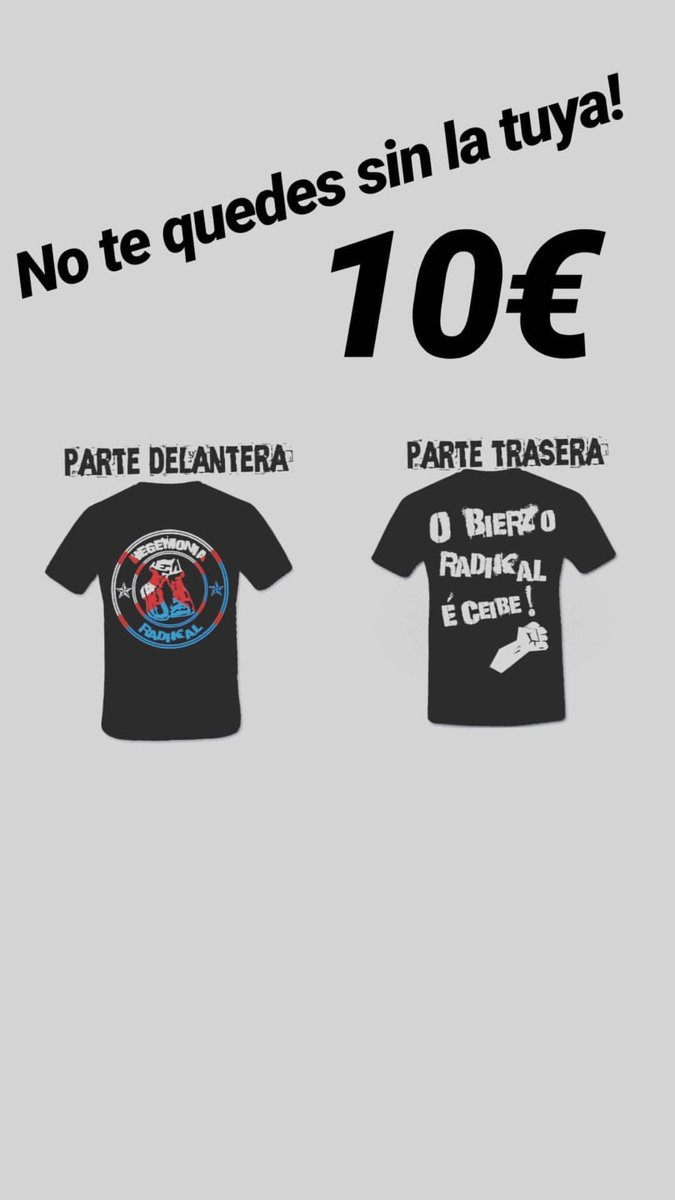 Tenemos nuevo merchan!!! Camisetas “O Bierzo radikal é ceibe” para conseguirlas poneros en contacto por nuestras redes sociales: Twitter, Facebook o instagram!!