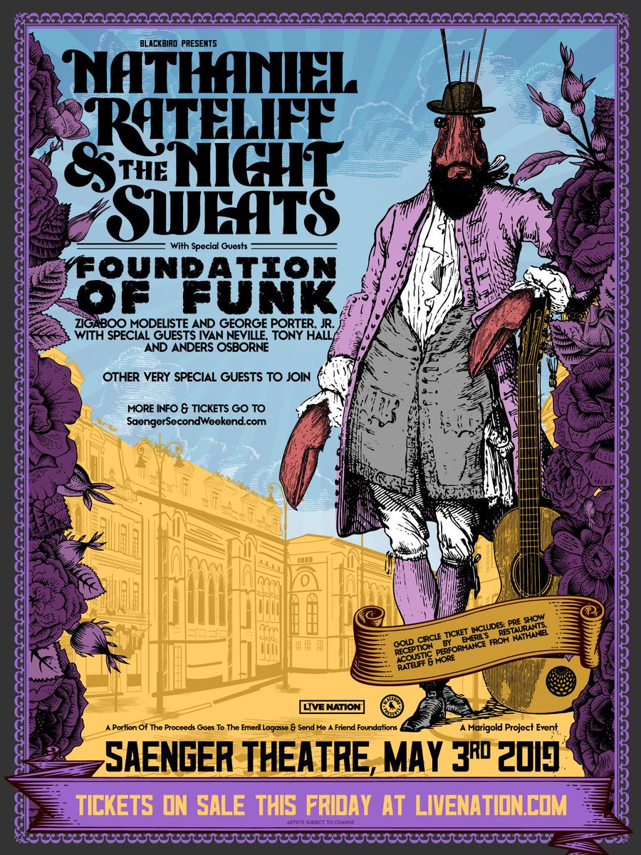 NRateliff's tweet photo. NEW ORLEANS: We will be at @SaengerNOLA on May 3 with special guests #FoundationofFunk. Fan Club is now live ---> https://t.co/sfWzmRvNi3 https://t.co/98fuUHkJFa