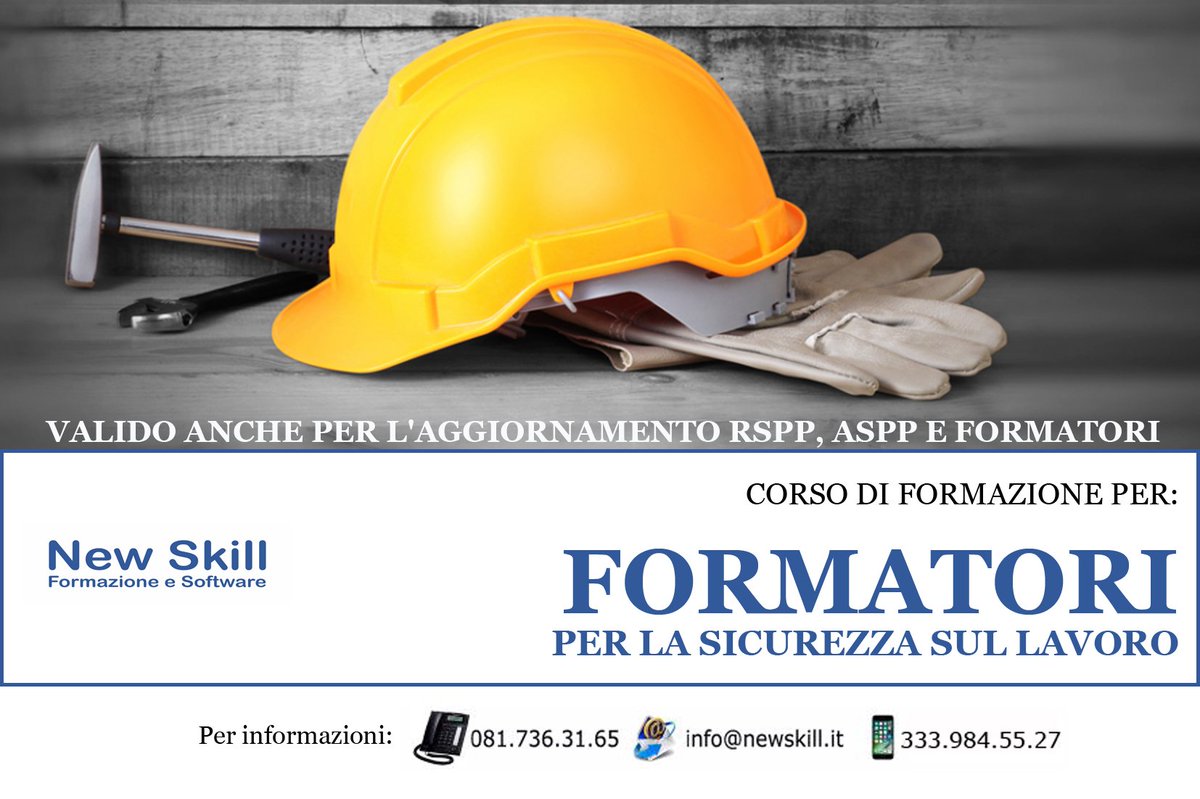 AvvFrottoli's tweet image. RT @newskillformaz: Corso New Skill per: 
FORMATORI PER LA SICUREZZA SUL LAVORO
#formatore #forma #formatoresicurezza #sicurezza #rspp #aspp #moduli #lavori #lavoratori #lavoro #consulentidellavoro #avvocato #architetto #ingegnere #geometra #corso #secur…