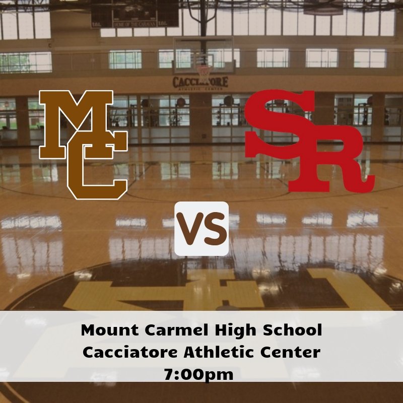 MountCarmelHS's tweet photo. 📢 GAMEDAY 
🏀 Mount Carmel vs. St. Rita
⏰ 7 P.M. 
📍 Mount Carmel H.S.

Big CCL game tonight! We'll be broadcasting the game on @CBNCaravan as well as live tweeting from @caravanhoops! Follow us to stay up to date!

 #WeAreMC #CaravanHoops https://t.co/Y2TkeJXx3k