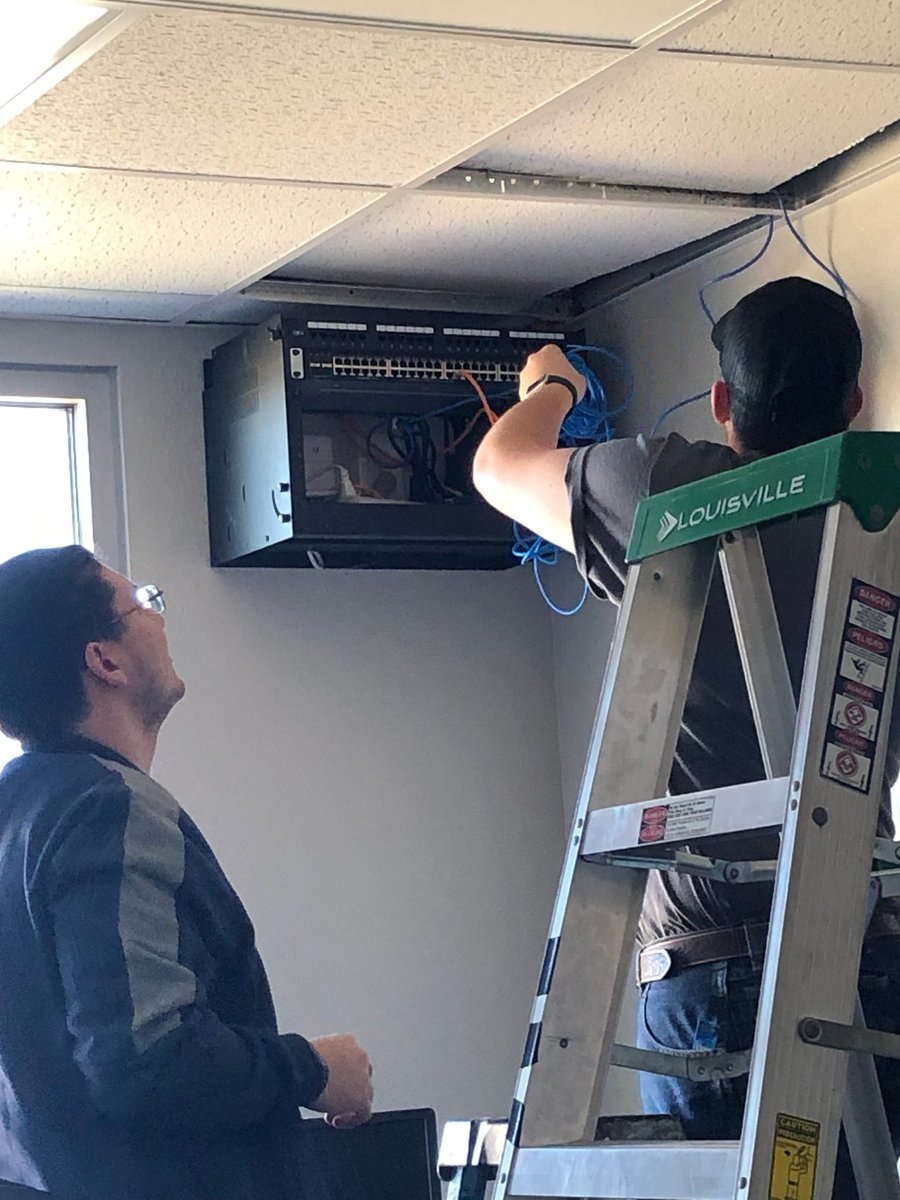 bradavens's tweet photo. C4TECH students setting up internet and WiFi in our new baseball field house
@burkburnetths @BradOwenBISD @MorrisVance @burkburnettisd https://t.co/tLchiUL4Gx