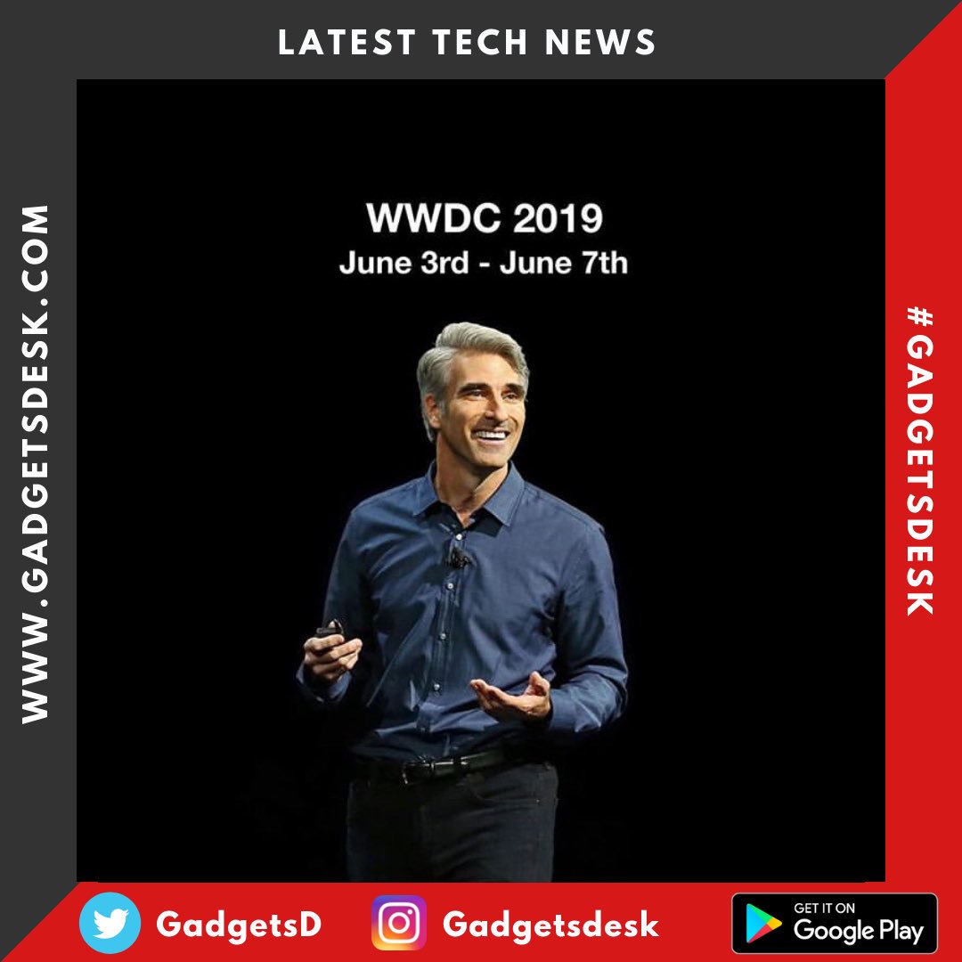 GadgetsD's tweet photo. WWDC 2019 will take place from June 3rd - June 7th at McEnery Convention Center in San Jose, California (USA)

#AppleEvent #AppleNews #iOS #WWDC #WWDC2019 #Apple #iPhone https://t.co/d4x91Kij1h