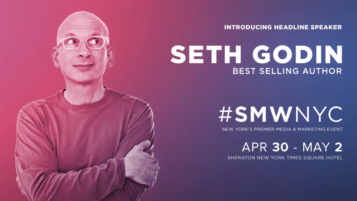 socialmediaweek's tweet photo. ICYMI: Bestselling Author and Entrepreneur, Seth Godin to speak at Social Media Week New York on May 2 https://t.co/IQADPlok3w #SMWNYC #SethGodin https://t.co/6au5NiBxIu