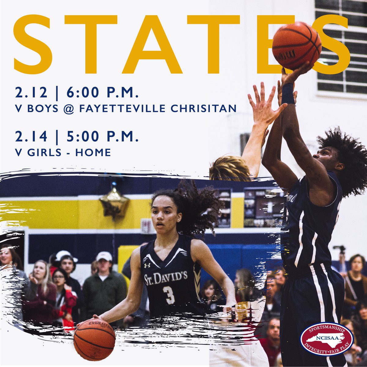 stdavidsschool's tweet image. WE’RE GOING TO STATES! Our boys will play tonight at Fayetteville Christian. Our girls will play this Thursday at home. $7 for adults | $5 for students. Come and support our #winningwarriors