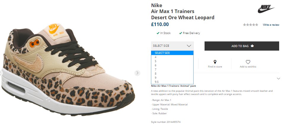 air max 1 trainers desert ore wheat leopard
