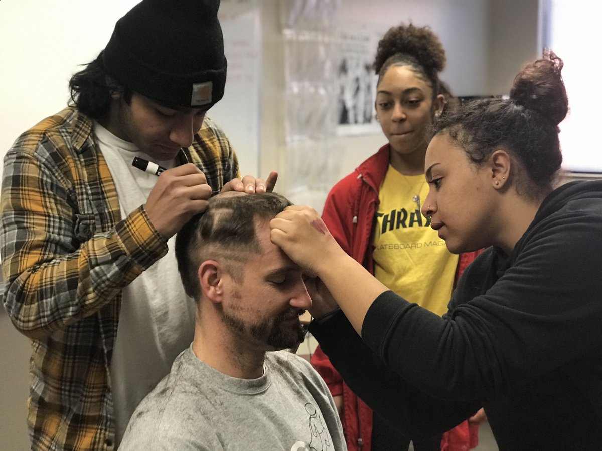 WeAreEaglecrest's tweet photo. @JimboPrager followed through on his promise, letting his 2A seniors give him a makeover for raising the most money #ForConnor during #WishWeek! Donβt worry...this look will only last 24 hours ππ https://t.co/R6aaBhPR2u