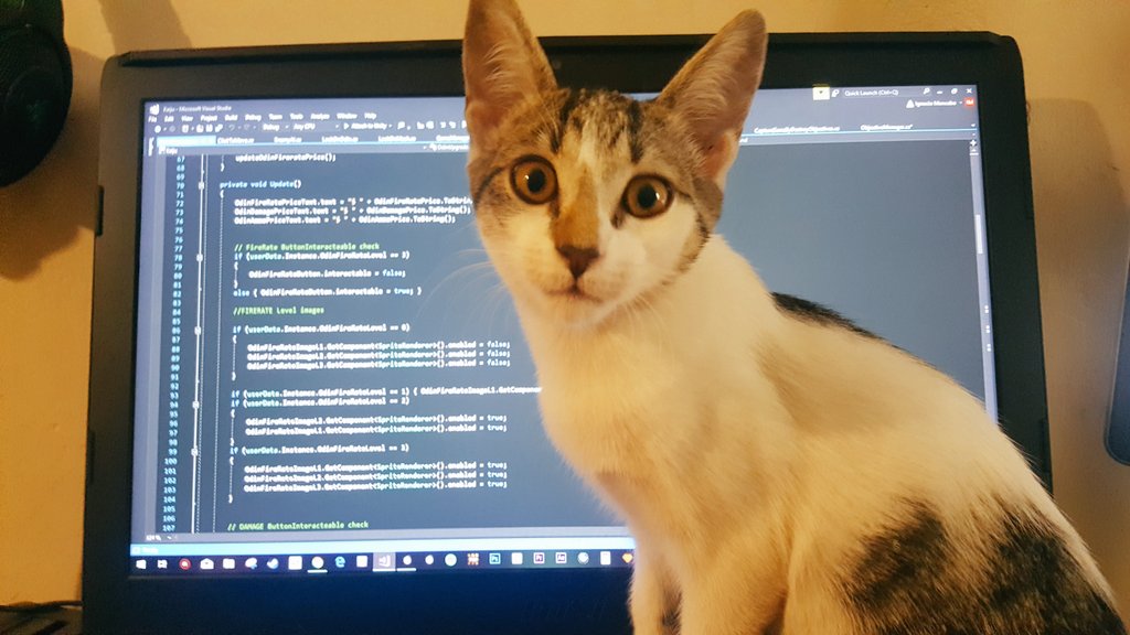 DoblePunchGames's tweet image. 😺Hello human. I see you are not doing anything important.😸 #catsagainstcode 
#codingtweet #gamedev #Csharp #IndieGameDev #CatsOfTwitter #code