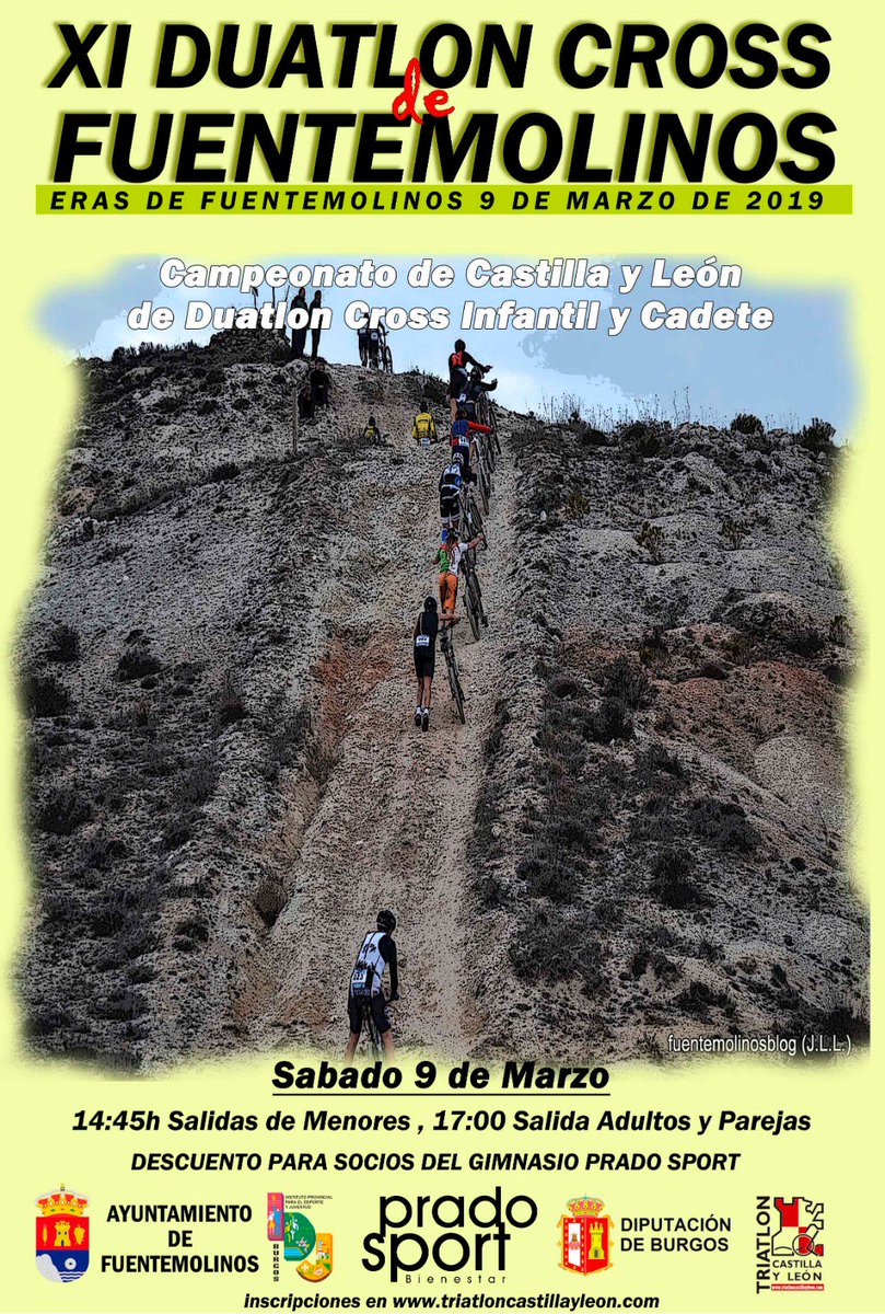 PradoSport's tweet photo. 9 de marzo:XI Duatlón Cross de Fuentemolinos https://t.co/EvPpxvruNC ATENCIÓN porque los SOCIOS DE PRADO SPORT TIENE UN DESCUENTO DE 5€ Danos tu mail en Recepción de #pradosport hasta el 4 de marzo para beneficiarte del descuento #duatlon #fuentemolinos #triatlon #CastillayLeón https://t.co/u7rvysxjH6