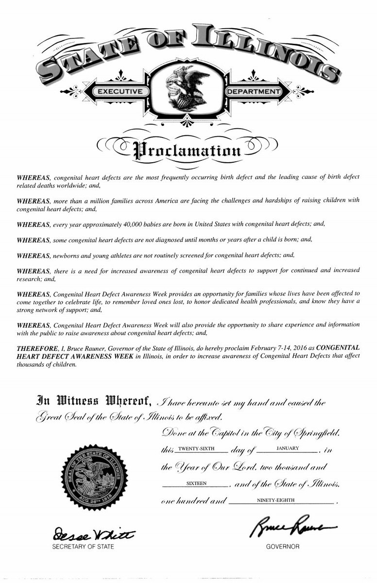 CHF_ILChapter's tweet photo. We are so happy that the state of Illinois recognizes this week ask Congenital Heart Defect Awareness Week.  #chdresearch #CHDAwarenessWeek #CHDAware https://t.co/4XkvueAJMC