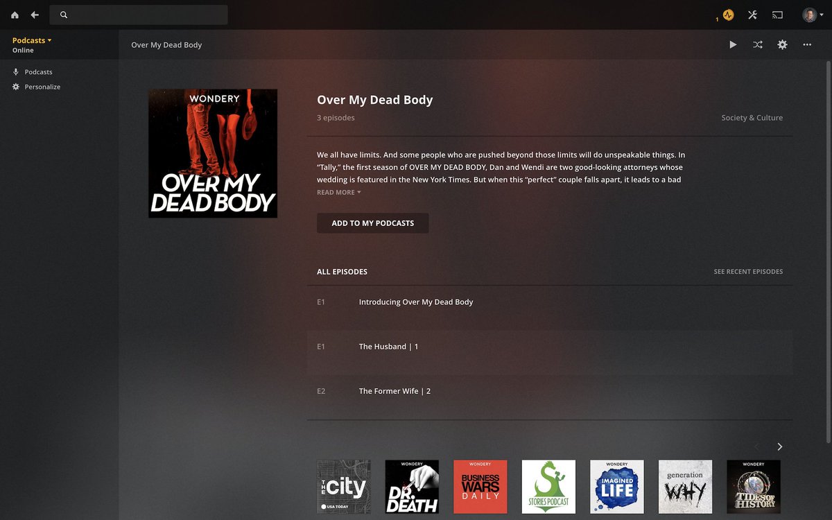 plex's tweet image. Dan and Wendi are two good-looking attorneys whose wedding is featured in the New York Times. But when this “perfect” couple falls apart, it leads to a bad breakup, a worse divorce, and a #murder case. #HellzYeah #Podcasts #Always Free plex.tv/music/