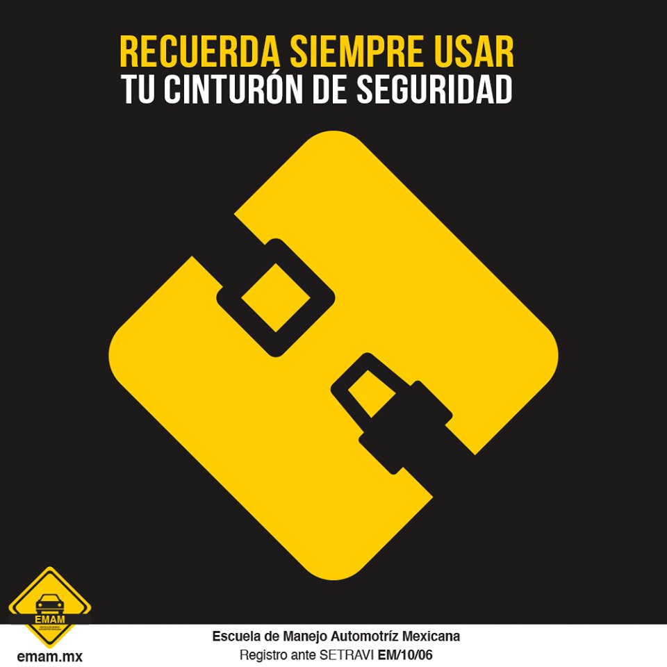 EMAMmx's tweet photo. ¡Conducir siempre con el cinturón de seguridad abrochado! El cinturón es el único freno del cuerpo en caso de impacto, tanto para el conductor como para el resto de pasajeros.

#EMAM #CDMX #EscuelaDeManejo https://t.co/7CZBHurWJ1