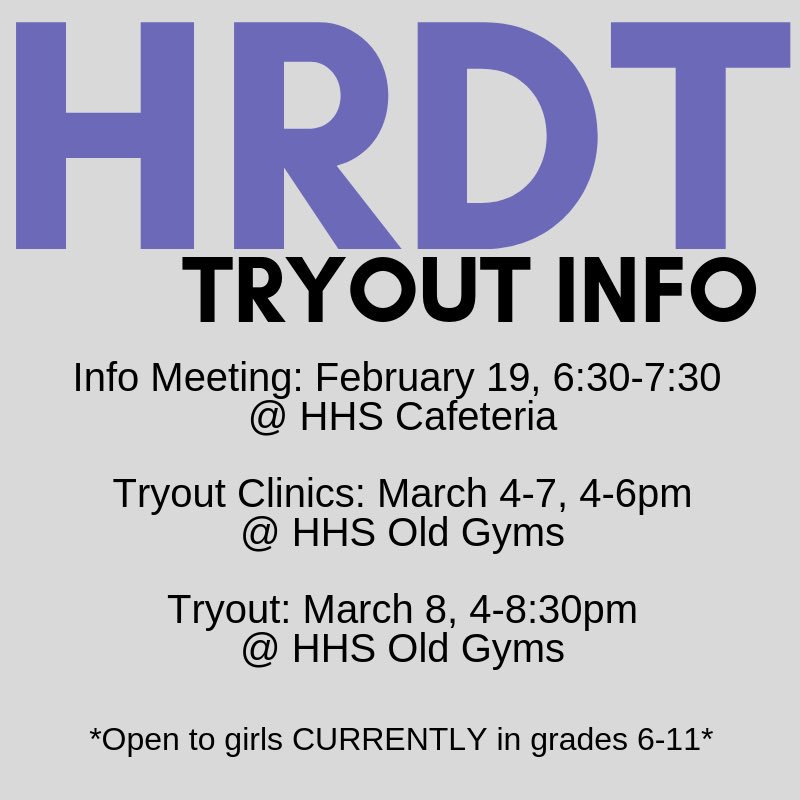 Tryouts are just around the corner! Come be part of our team! #HRDT