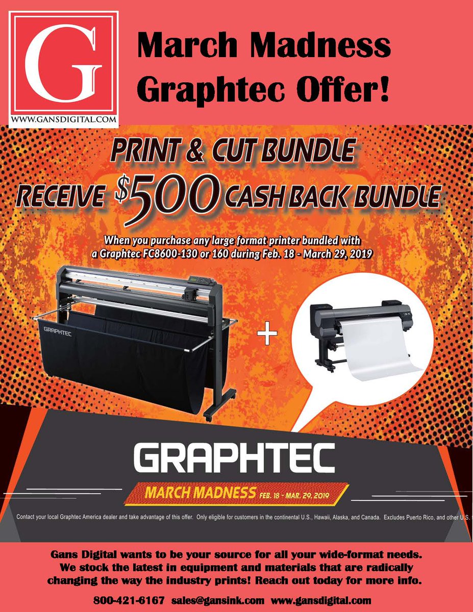 gans_ink's tweet photo. Graphtec is offering a great savings when you partner up one of their cutters with ANY wide-format printer you like! 
#gansdigital #graphtec #vinylcutter #customdecals #customvinyl #stickers #plotter #cuttingplotter https://t.co/cuFfPmPQ2L