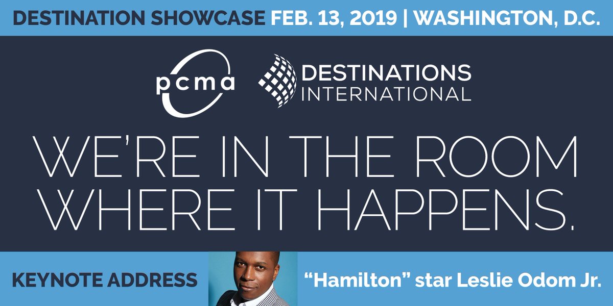 pcmahq's tweet photo. Destination Showcase by @destintl begins TOMORROW with four #events education sessions brought to you by #PCMA—followed by a lunch keynote with #Hamilton star Leslie Odom Jr.! #DSDC18

https://t.co/fp6bgd88Xy #eventprofs https://t.co/V3nfkgI9Lb