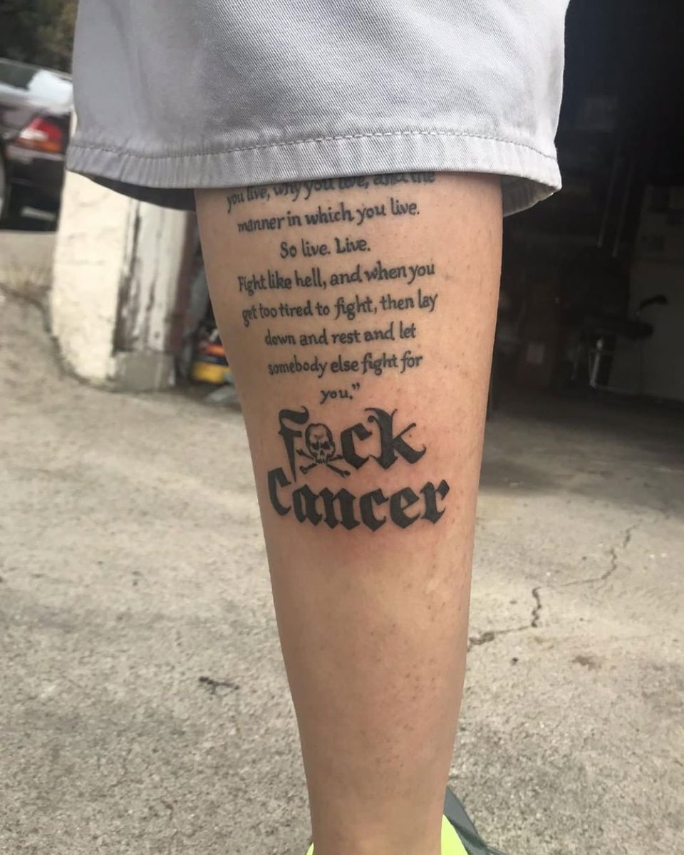 Fuck Cancer  We want to thank Juan Miguel Escobedo for todays  FCTattooTuesday  Fight 2 Live Live 2 Fight Fxck Cancer A beautiful  memoriam tattoo for his father Thank you Juan