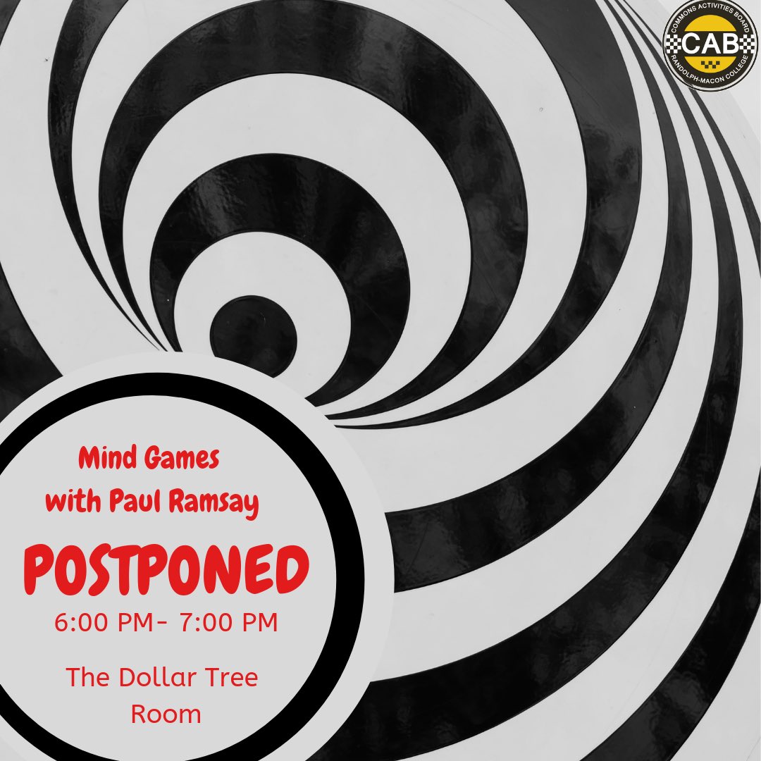 RMCCAB's tweet image. Due to a flight cancellation, Paul Ramsay has had to postpone his show here. We will let you know as soon as we have the new date!