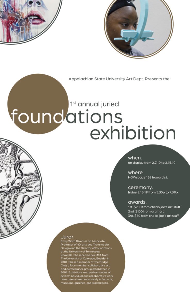 _HOWSpace's tweet image. Stop by HOW Space this week to see some amazing pieces in the 1st Annual Juried Foundations Exhibition! Or come by this Friday from 5:30-7:30pm for the award ceremony and closing reception! ⁣
.⁣
.⁣
.⁣
#HOWSpace #Appalachian #Boone #Foundations #creative #art #expression