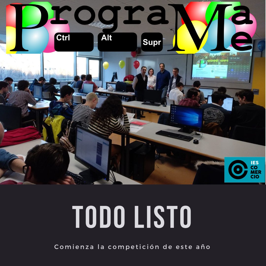iescomercio's tweet photo. Todo listo para dar comienzo a la competición Programame de este año 2019. Todos los participantes preparados, listos... a programar! https://t.co/uIgRkZLPYk
#IESComercioInformatica #FPRioja #FormacionProfesional https://t.co/9OfKJqTUNI