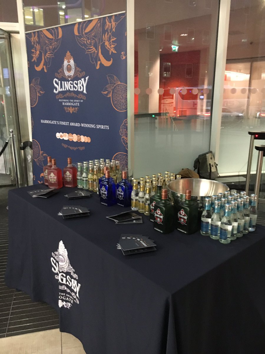 All set up and ready for our guests @kpmguk #futureleaders with @slingsbysocial @SingGinUK @HarewoodFandDP @PrioryVodka @MasonsGin @GinKokoro