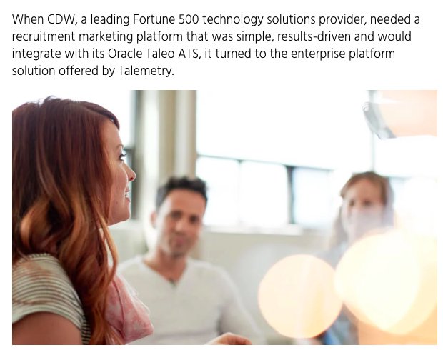 MeghanMBiro CDW had ambitious goals when implementing a Recruitment Marketing Platform. They were exceeded — e.g., application conversion rates of over 83% (industry average typically 20-30%). How did they do it? Find out here via talemetry #CandidateExp…