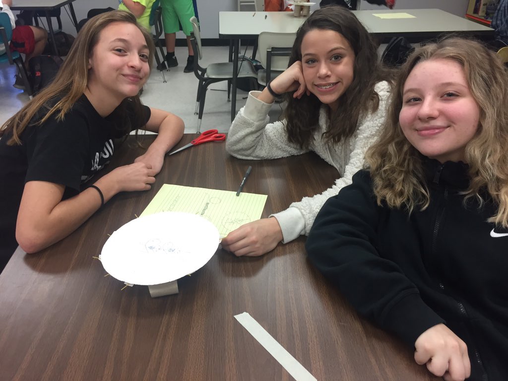 CarrieLFarrell7's tweet photo. Our 8th grade learners are engaged with the #inventioncycle designing & creating #prototypes & #models of the most amazing means of transportation #steamchallenge using #makerspace materials. #jetpack #hoverboard #submarineplane #helicopterhat @whatsnewatrjh https://t.co/AgN5pUBc1a