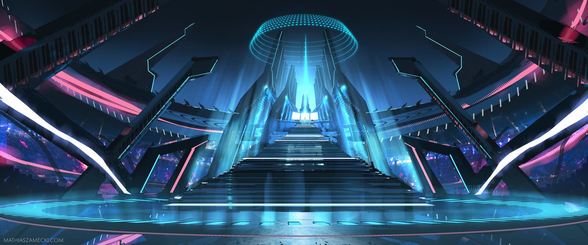 MathiasZamecki's tweet image. Here are some concepts of dream sequence stadium from doublelift cinematic. I was super inspired by Tron uprising work by #albertomielgo 
Still miles behind this big boss but you need to have something to strive for. 
#leagueoflegends