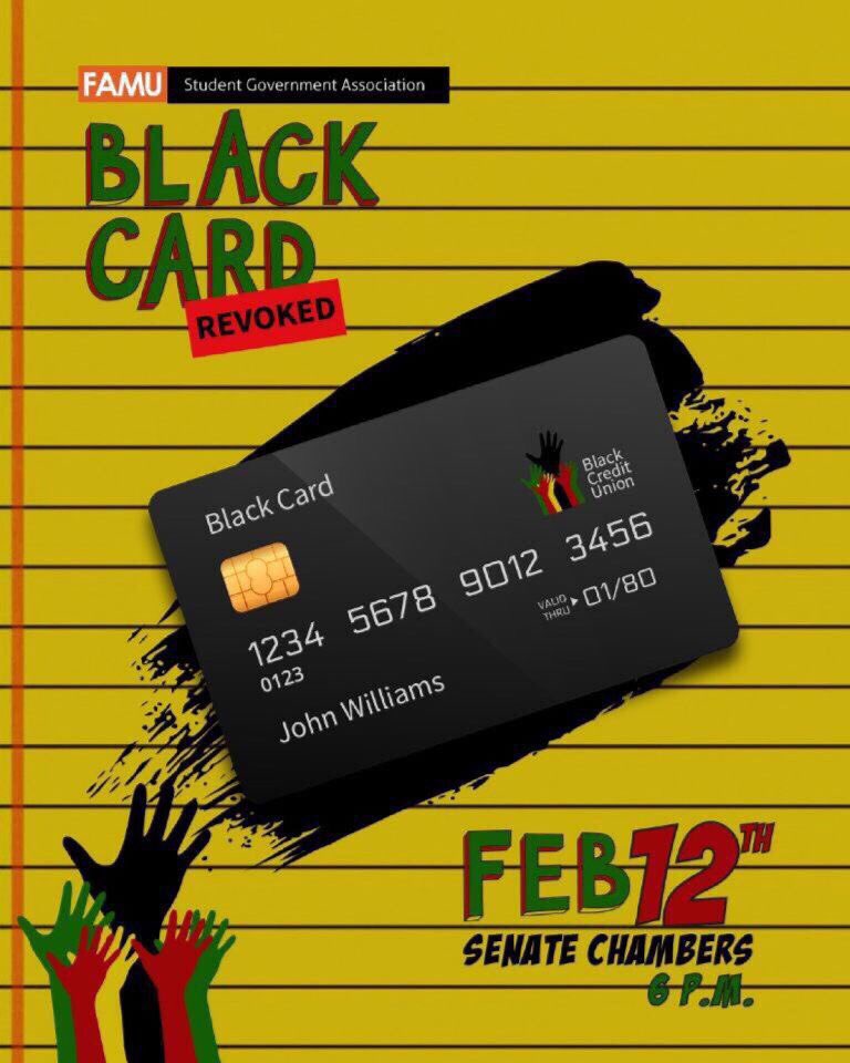 famu_sga87's tweet photo. FAMU, How cultured are you? Put your skills to the test TONIGHT in the Senate Chambers at 6 P.M‼️ Will your Black Card get revoked? 👀 #First48th #FAMU #FAMU22 #FAMU21 #FAMU20 #FAMU19 https://t.co/GrWc5c0pXE
