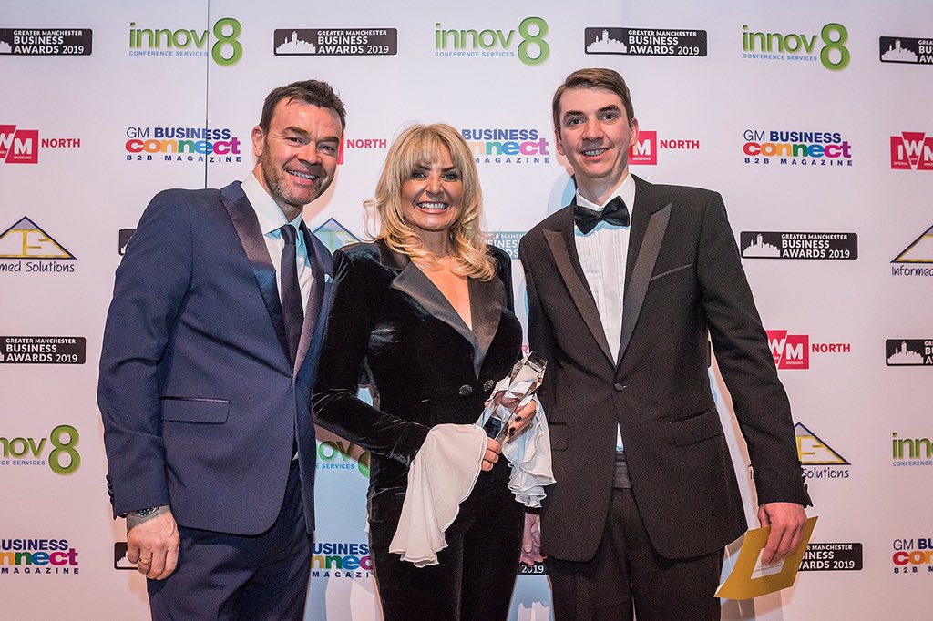 Nicola Fleury of <a href="/KidzRUs/">kidzrus</a> was named Business Person of the Year. #GMBA19 Another tough category with three great Business Leaders on the short list. Thank you to <a href="/MattKershaw_/">Matthew Kershaw</a> for presenting.