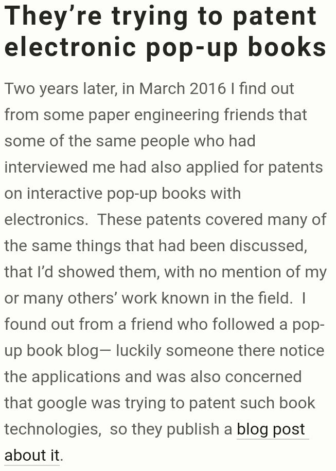 Inventor goes for interview at #BigTech Google, later discovers Google ('Do no evil') filed a #patent on inventors disclosure during interview 2months after the interview! patentpandas.org/stories/compan… #PatentsMatter #InventingAmerica