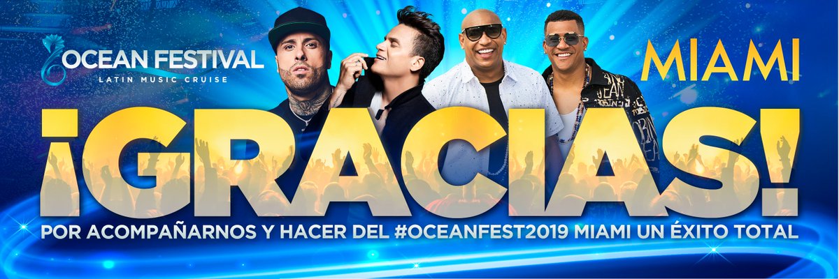 TheOceanFest's tweet photo. Gracias a tu preferencia, ¡el #OceanFest2019 MIAMI fue un éxito total! 🎉🛳🎉 

Una vez más, quedó demostrado cómo los LATINOS somos una auténtica rumba y el Océano fue testigo de cómo @NickyJamPR, @SilvestreFDC Y @GdZOficial Nos pusieron a bailar hasta el amanecer. 💃🏻🌴🎶 https://t.co/jxgLfxneil