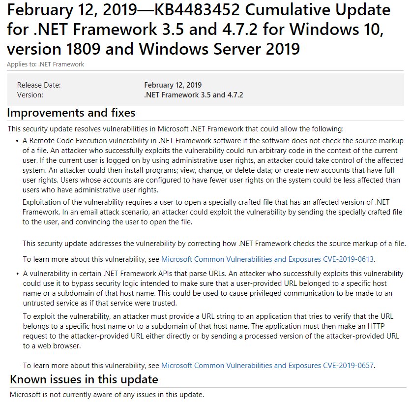 🔮WZor👁️ on Twitter "📢⚙️February 12, 2019 MSFT CumulativeUpdate