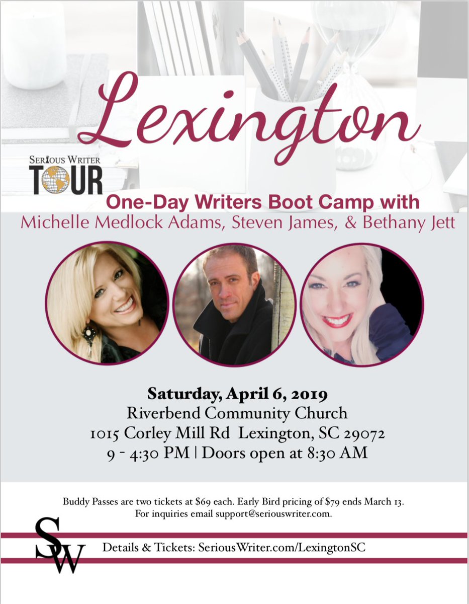 JeanWilund's tweet photo. If you're a Christian writer anywhere near SC, don't miss this great one-day event - April 6th https://t.co/Ra4HrPxTov @Serious_Writer #writerscommunity #Christian https://t.co/QXYj3RkOfV