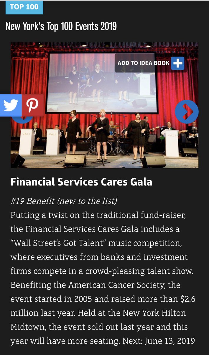 FinanceVSCancer's tweet photo. Proud to be represented as a top 100 event here in #NYC! Thanks @BizBash for this incredible honor 🙏🏼💙 #financeVScancer - https://t.co/1sCjTj4cgF https://t.co/DPzhzUbe4w