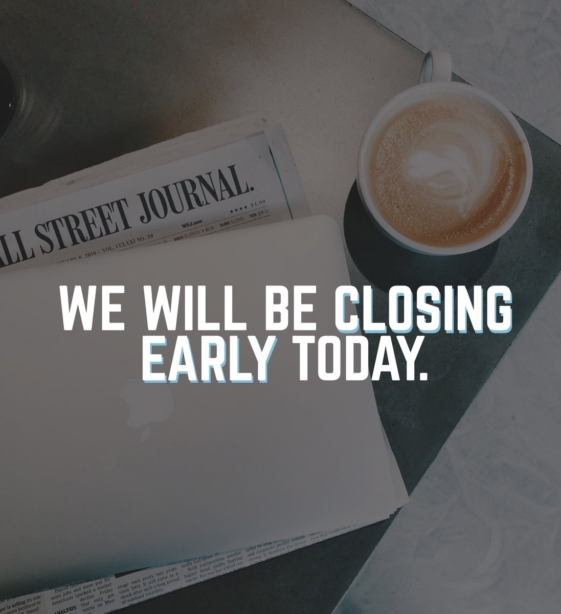 We will be closing early today at 4PM due to the snow. Stay warm and safe everyone!