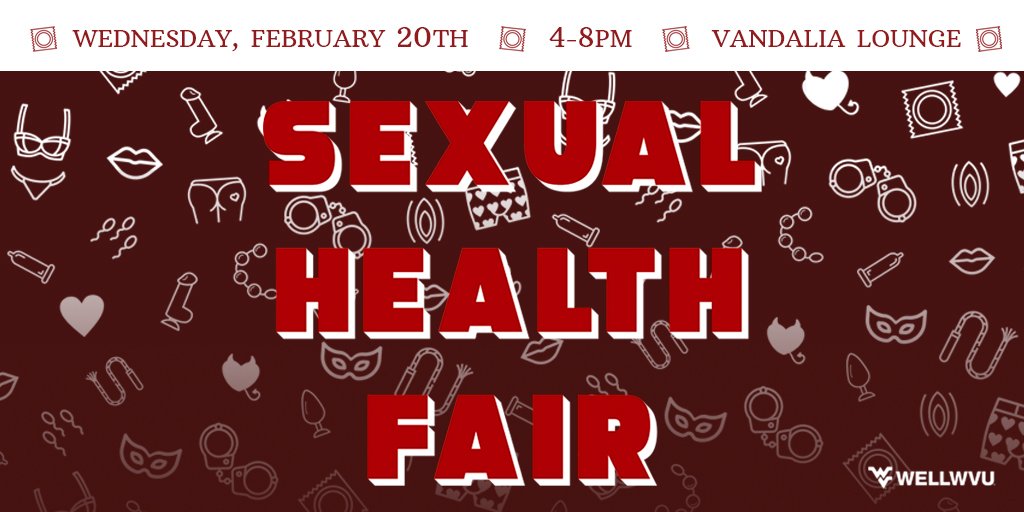 WELLWVU's tweet photo. Mark your 📅 &amp; join us at the Sexual Health Fair next week!

Explore sexual health resources (including @WVUSHS, Pure Romance, @WVULGBTQ, the Women's Resource Center, &amp; @FeelinBLUEnGOLD) in a safe space while enjoying games, raffle prizes, snacks, and Drag Queen Bingo! https://t.co/L0F7LMPJbw
