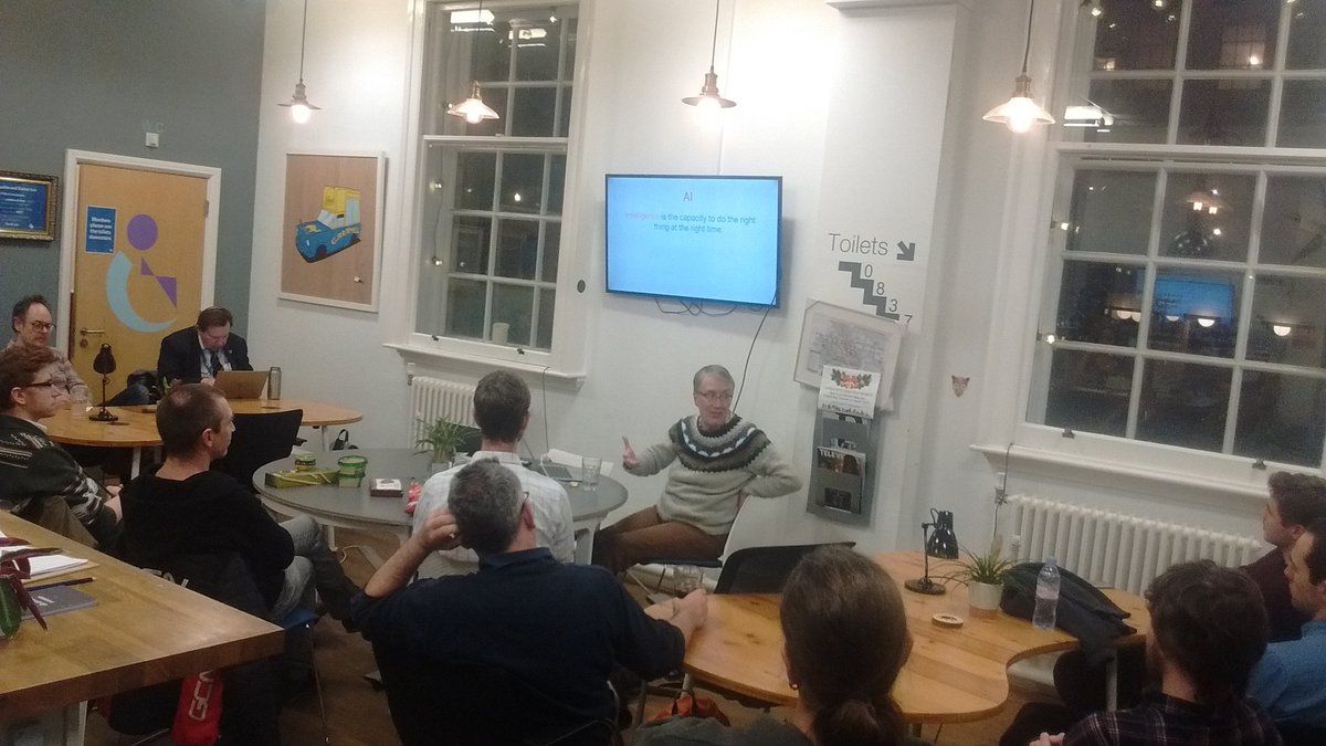 owenjonesuob's tweet photo. Privileged at #BathML tonight to be enjoying a fascinating, highly entertaining talk from @j2bryson: "The Impact of AI on Human Society" https://t.co/Lv7O6MgmD3