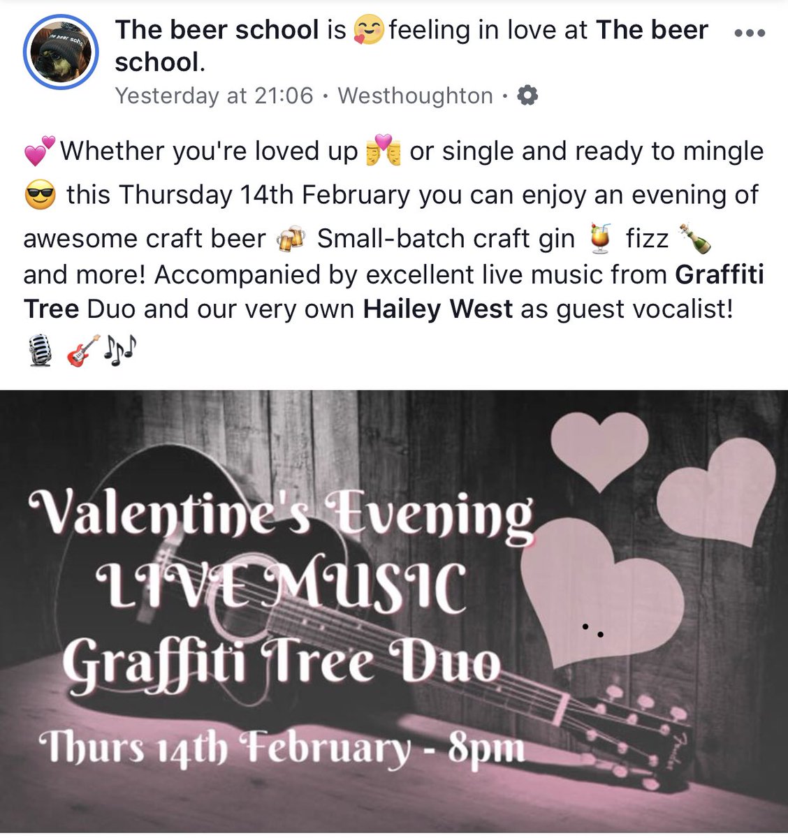 GraffitiTree's tweet photo. Get on down to @thebeerschool88 this Thursday and share the loving!!! https://t.co/fWsrKPCxOu