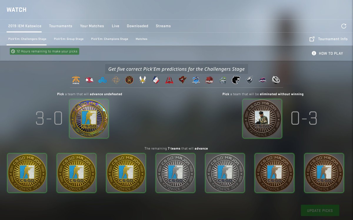 Katowice Viewer Pass holders have 12 hours left to make Challengers Stage picks in the Pick'Em Challenge to be eligible for the Diamond Event Coin! Here are our picks -- let's see yours!