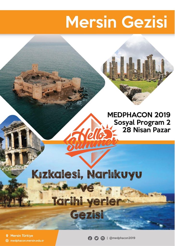 Paylaşımlarımıza kongremizin 2. sosyal program seçeneği ile devam ediyoruz🌼🌼 Mersin’e geldim, doğal ve tarihi güzelliklerini görmeden gitmeyeyim diyen katılımcılarımız için muhteşem bir kara turuyla karşınızdayız.🗿🏰🗺🌅🎈Ayrıntılar için takipte kalın.