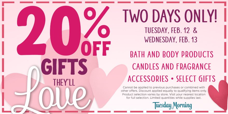 Tuesday Morning On Twitter Two Days Only Save 20 On Gifts They